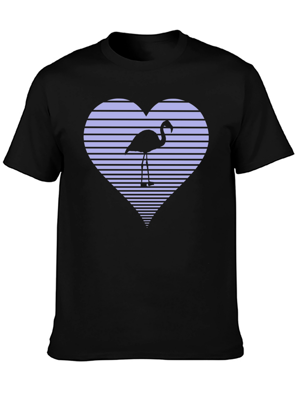 Flamingo Heart Graphic Tee - Black