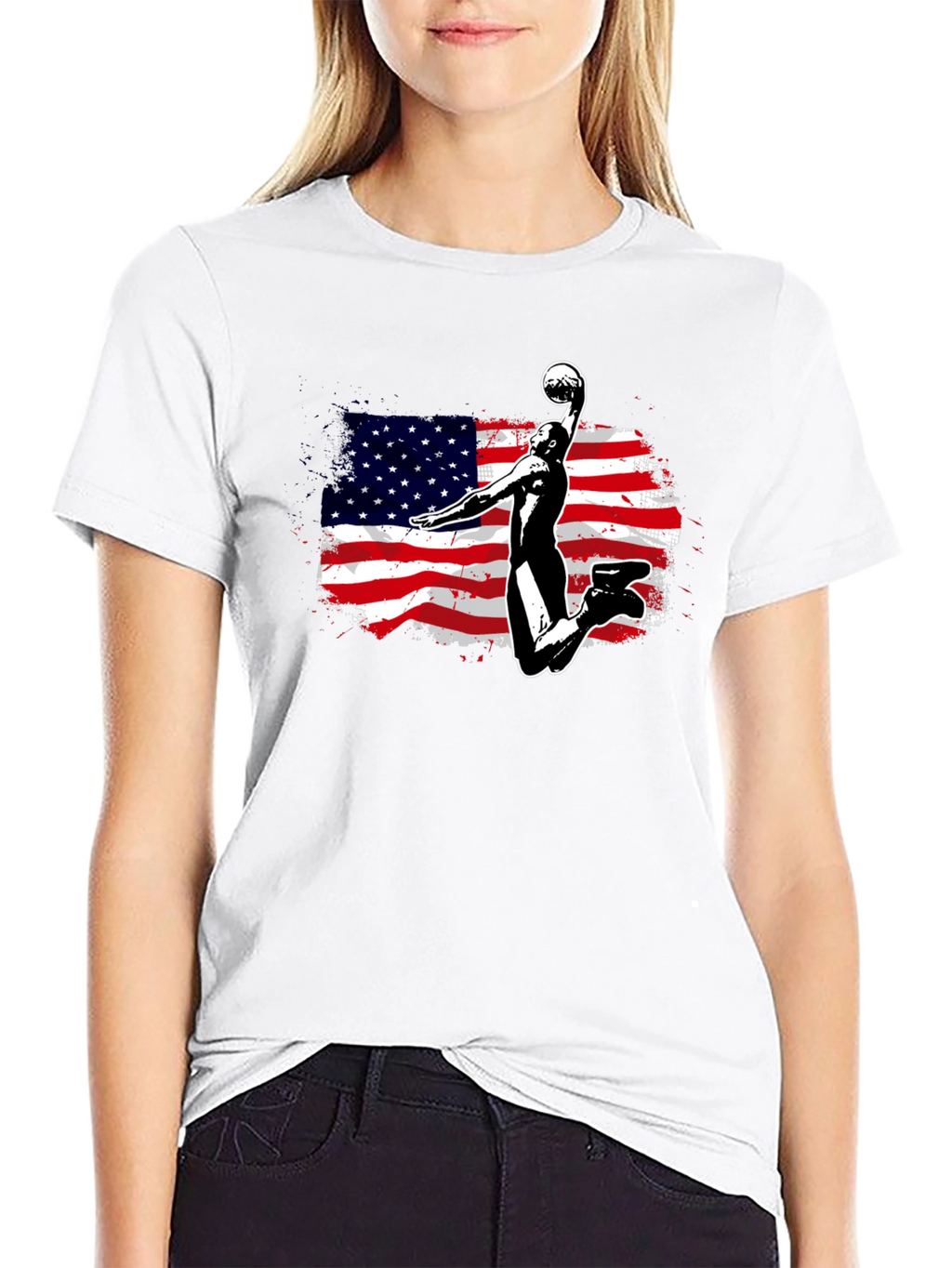 USA Flag Dunk Black T-Shirt