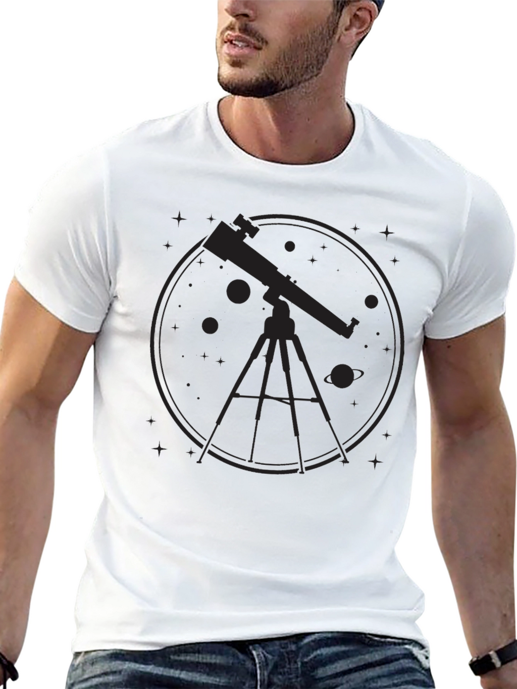 Astronomy Telescope Graphic Tee - Black
