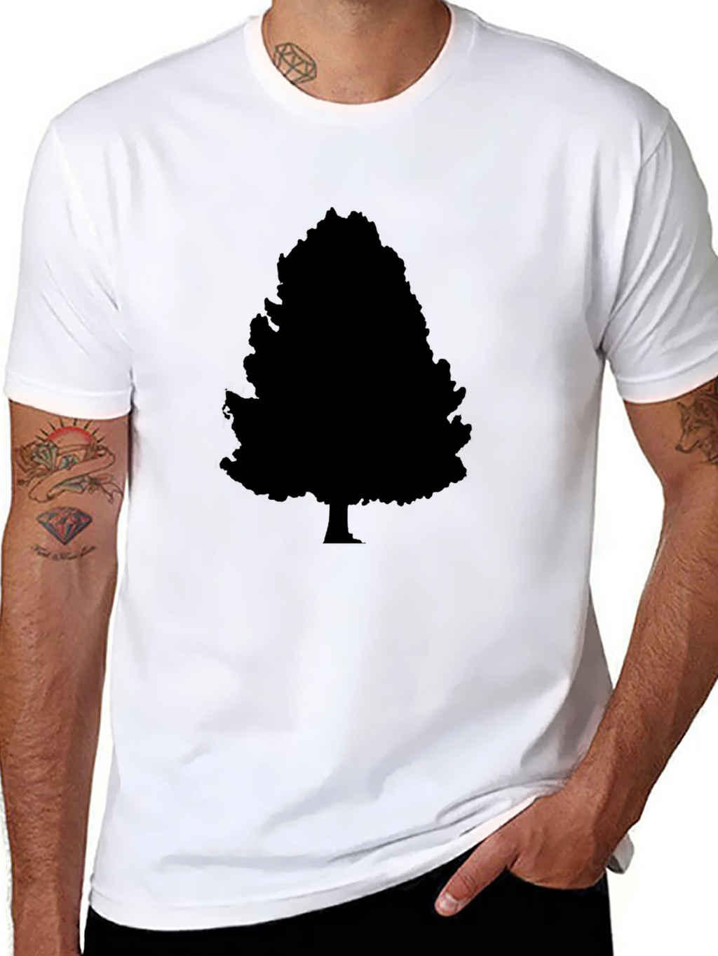 Black Tree Silhouette Graphic T-Shirt