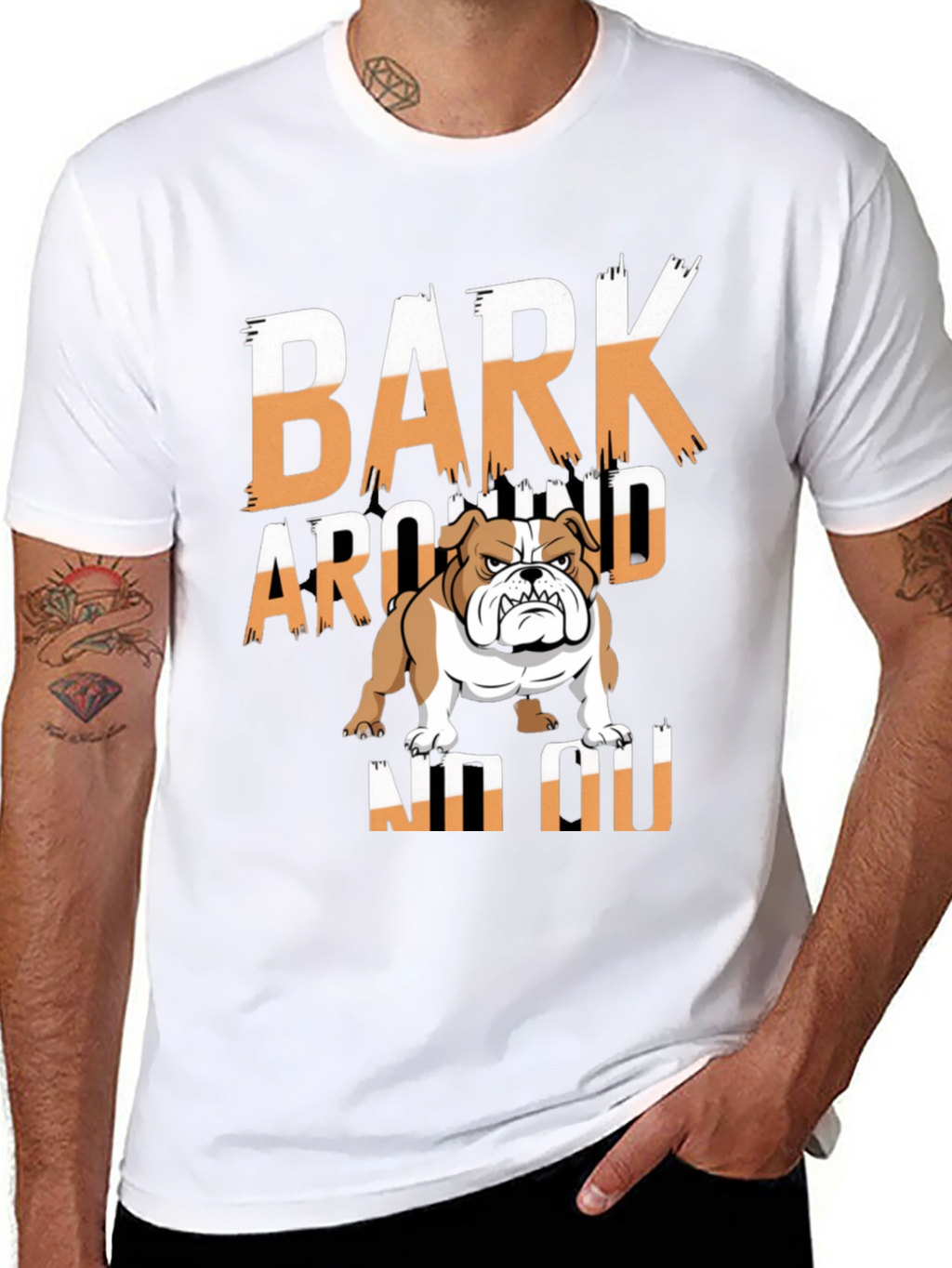 Bark Around NO NO Bulldog Graphic T-Shirt