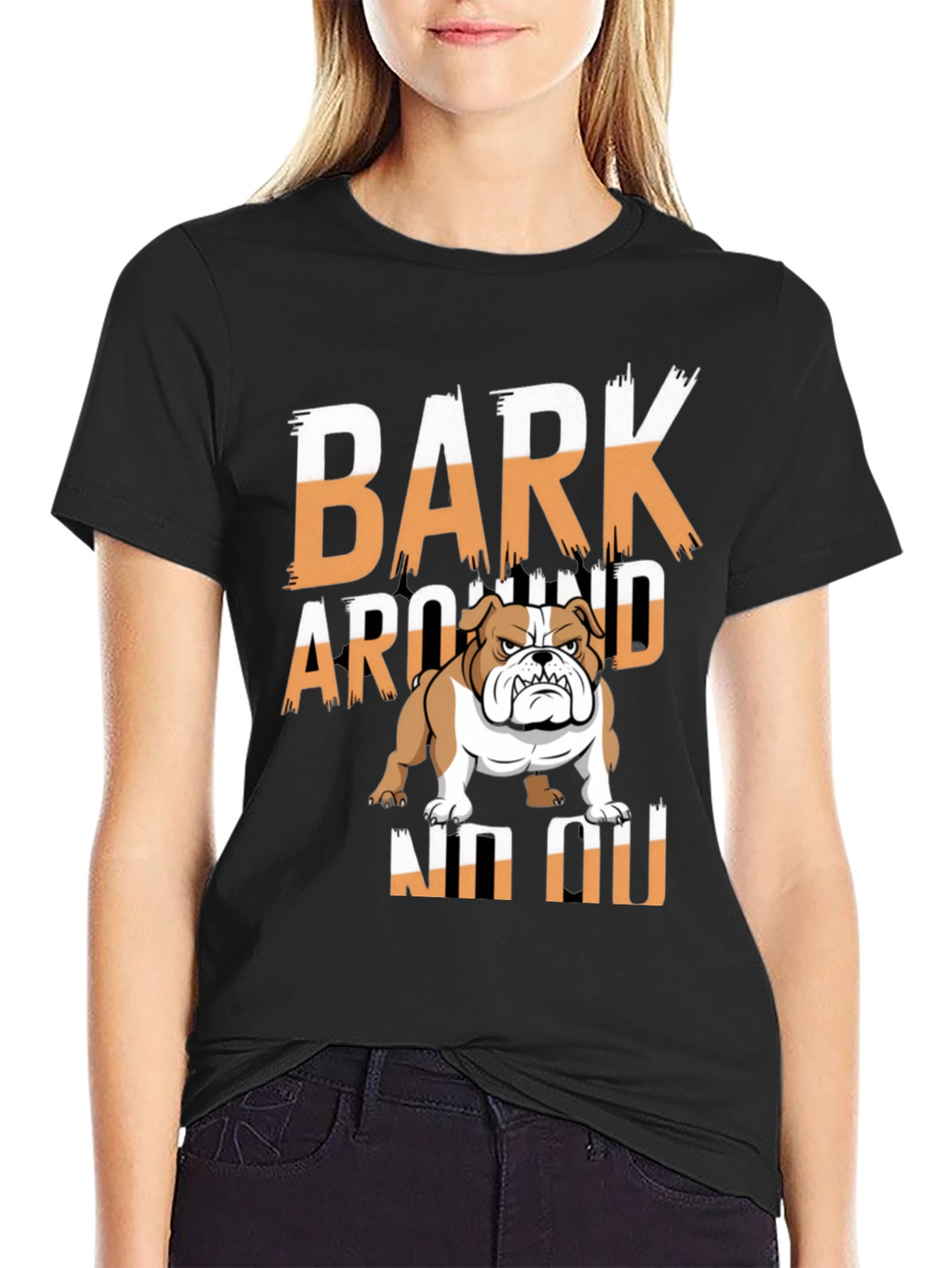Bark Around NO NO Bulldog Graphic T-Shirt