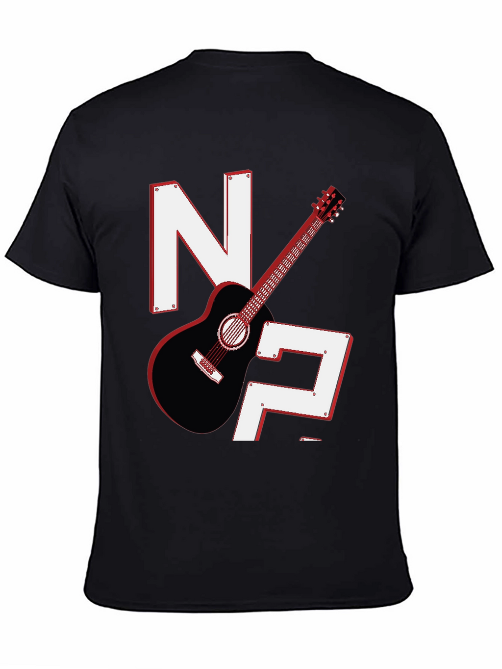 Guitar & Letters Graphic Tee - Stylish Musician Shirt