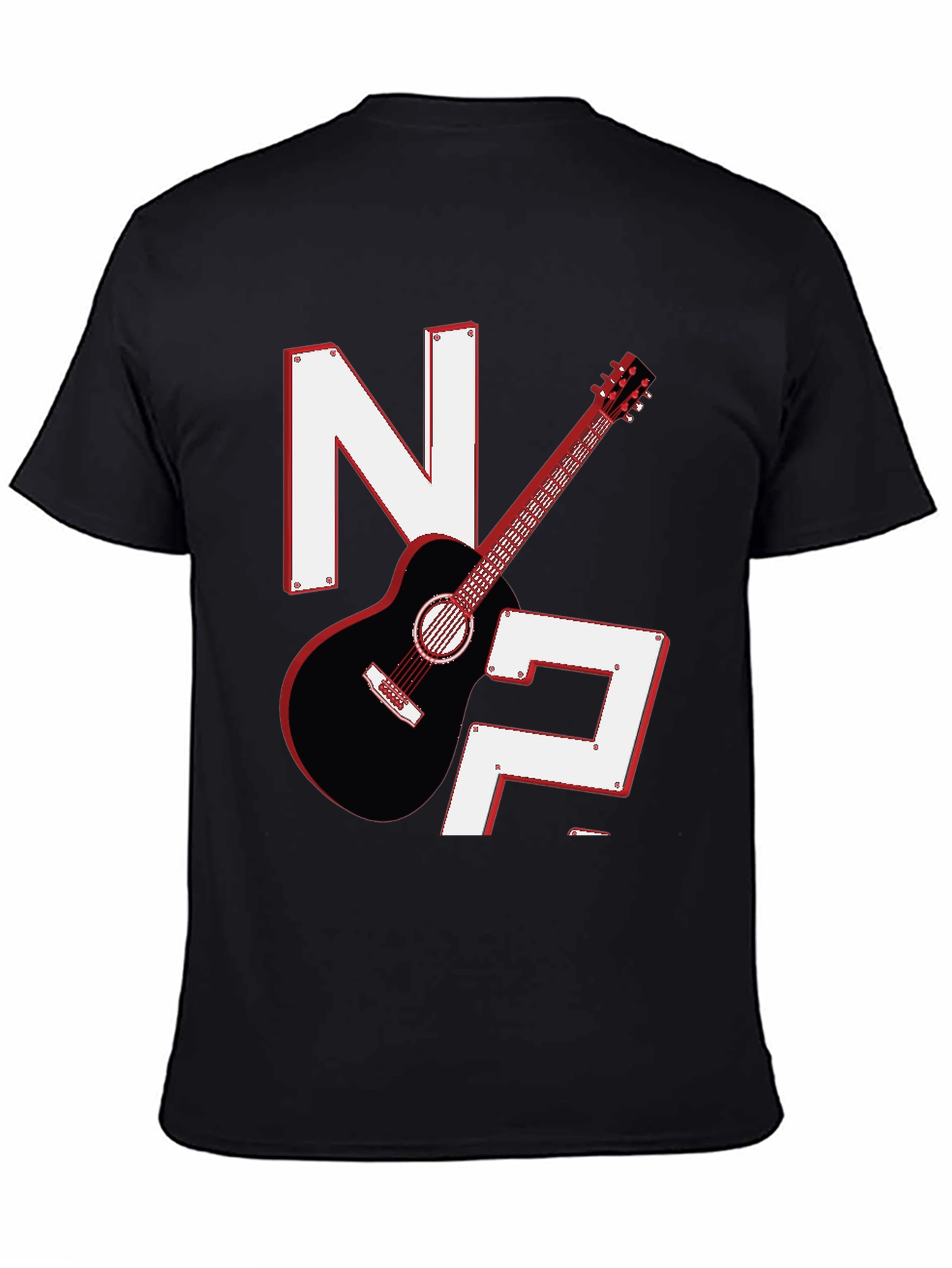 Guitar & Letters Graphic Tee - Stylish Musician Shirt