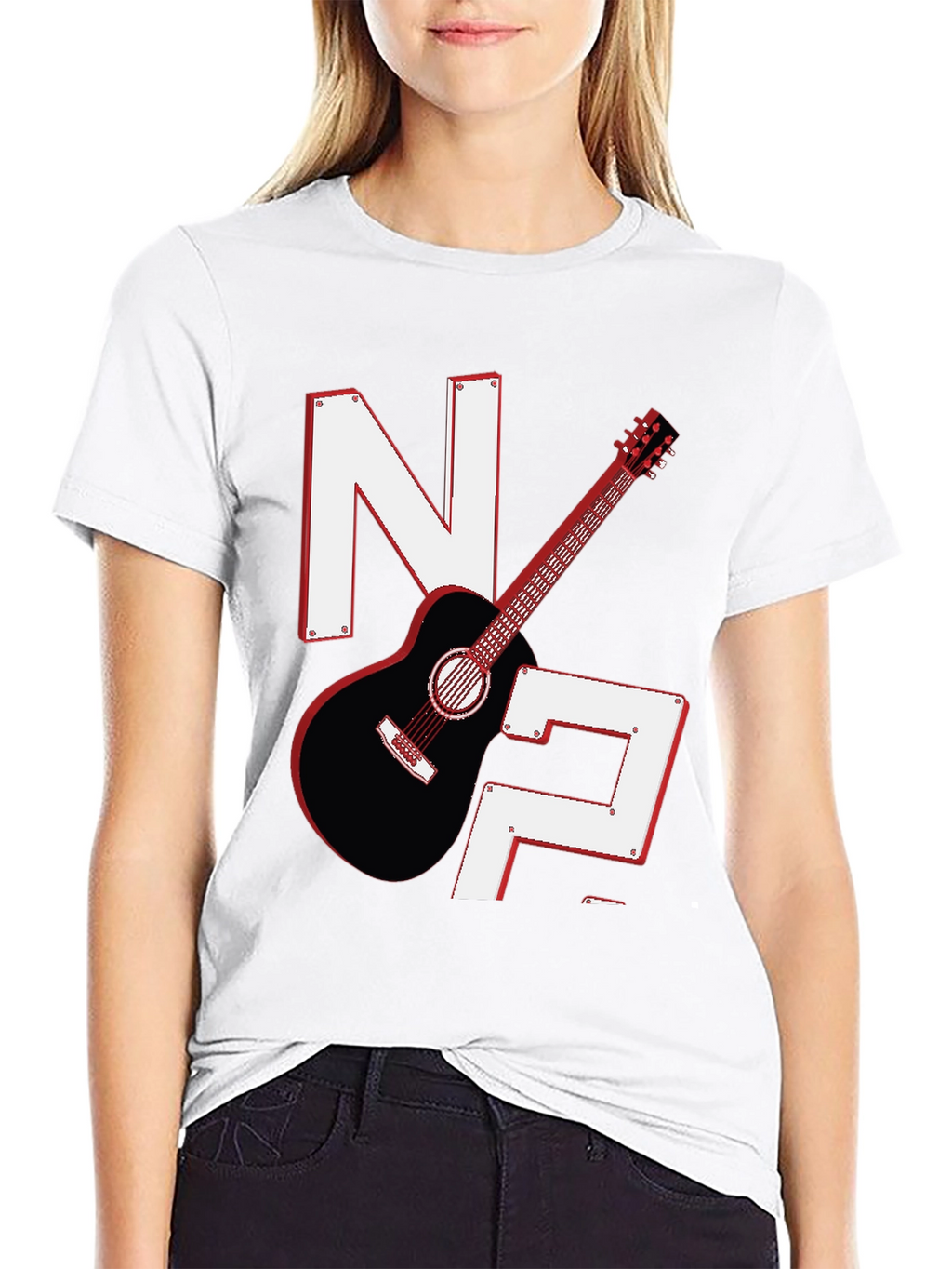 Guitar & Letters Graphic Tee - Stylish Musician Shirt