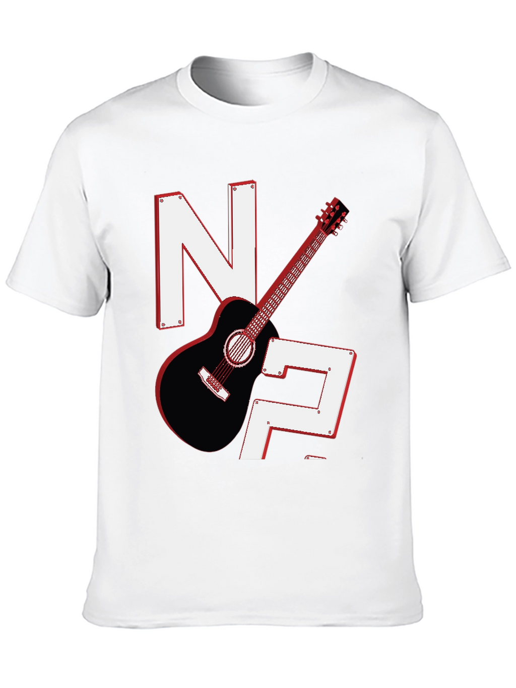 Guitar & Letters Graphic Tee - Stylish Musician Shirt