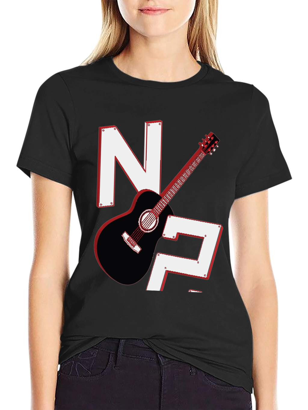 Guitar & Letters Graphic Tee - Stylish Musician Shirt