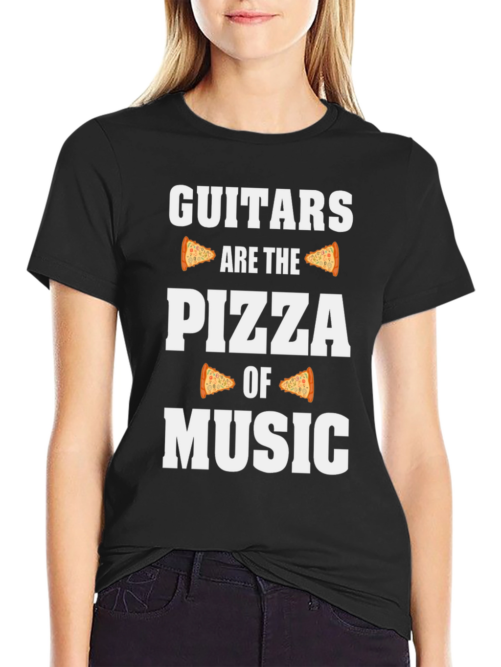 Guitars are the Pizza of Music Black Graphic Tee
