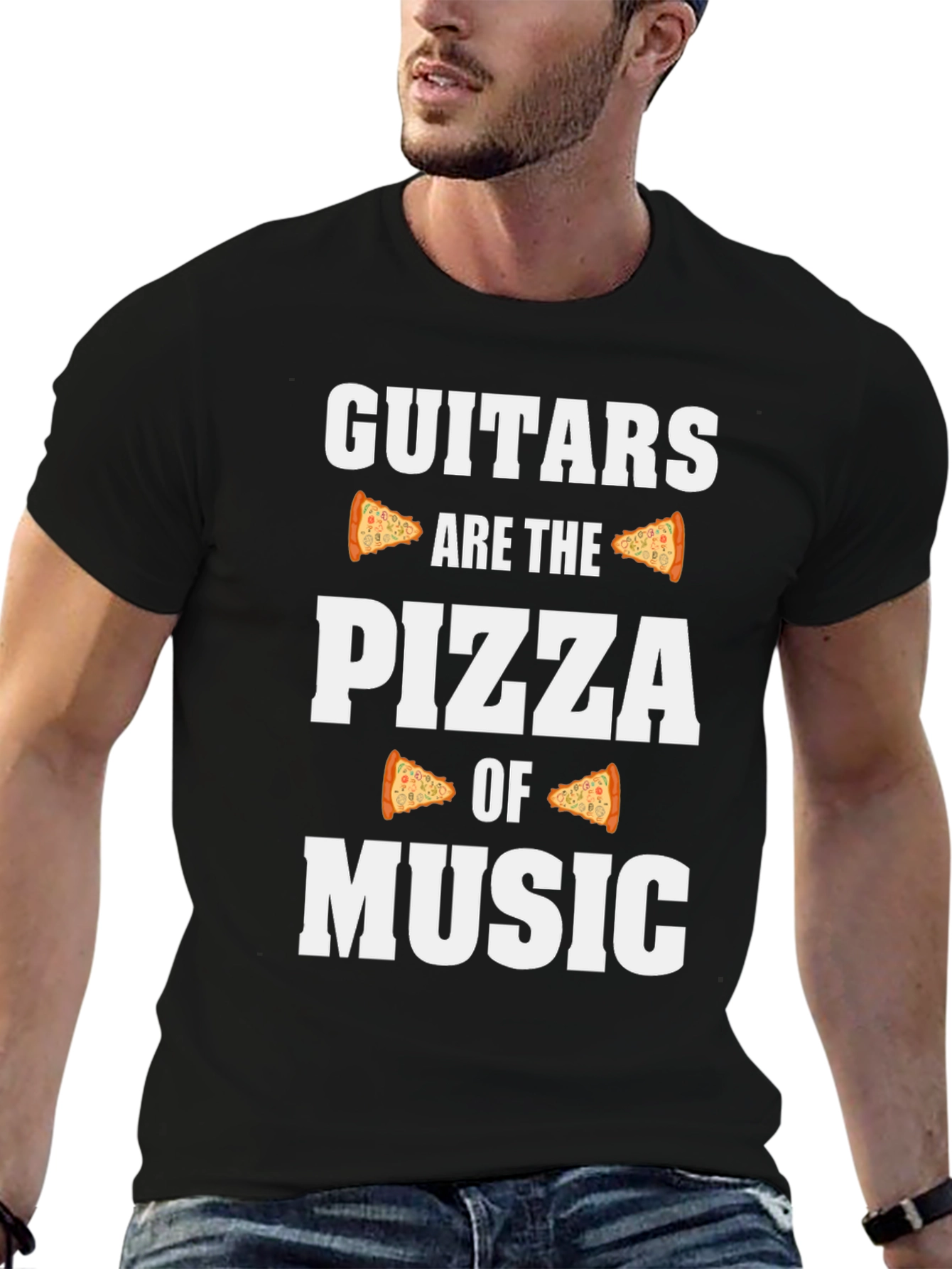 Guitars are the Pizza of Music Black Graphic Tee