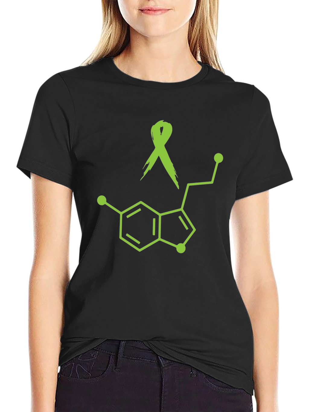 Awareness Ribbon Serotonin Molecule Graphic Tee